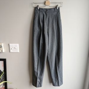 Vintage Gray Pinstripe Pleated Pants